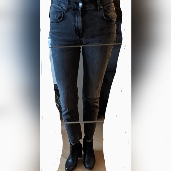 7 For All Mankind Grey Raw Hem Relaxed Skinny Jeans - Picture 2 of 6